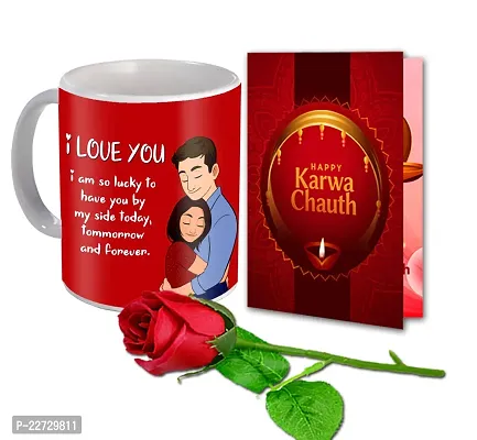 ME  YOU Lovely Gift for Wife | Romantic Karwa Chauth Gift for Wife, Girlfriend, Special One | Karwa Chauth Unique Gifts| Karwa Chauth Gift Box with Coffee Mug, Artificial Rose  Card