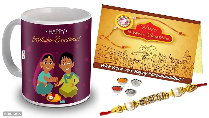 ME & YOU Rakhi Gifts, Rakhi for brother, Rakhi with Coffee Mug and Greeting Card, Rakhi gift for Brother (Rakhi, Mug, Card) (IZ21-28)