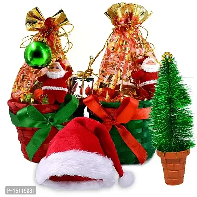 Midiron Festival Gifts Box Hamper| Merry Christmas Gift Combo |Chirstmas Gift Combo |New Year Gift Pack | Chirstmas Chocolate Basket, Santa Claus Cap  Miniature Small X-mas Tree