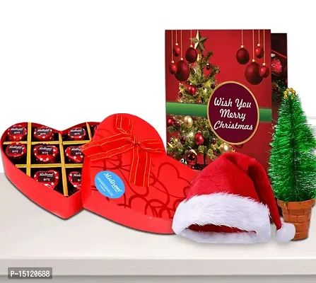 Midiron Christmas  New Year Chocolate Gift|Christmas Chocolate Gift|Christmas Gift Combo for Gifting-Handmade Chocolates, X-mas Small Tree with Santa Claus Cap  Christmas Card