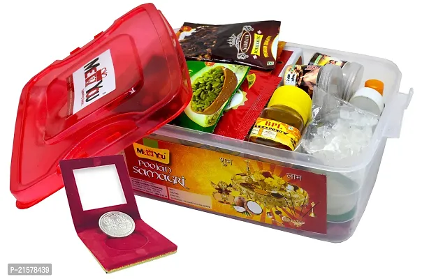 ME  YOUnbsp;Navratri Puja samagri kit with Silver Coin | Pooja Items for Durga Pooja, Diwali, Dusshera Puja | Pooja Kit For Housewarming Pooja | Indian Festival Pooja Kit | Pooja Kit with 25 Item