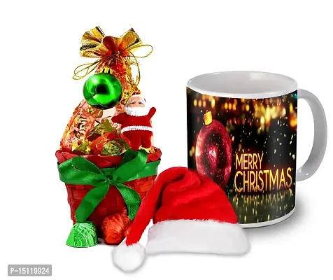 Midiron Gift Hamper for Christmas|Christmas  New Year Gift Combo|Christmas Chocolates Basket|Festive Hamper for New Year with Chocolate Basket with Printed Ceramic Coffee Mug