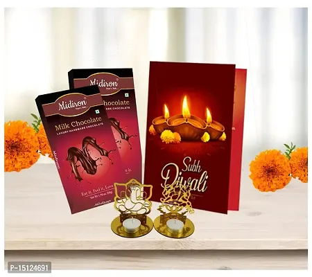 Midiron Special Deepawali Handmade Chocolate Bars Gift Hamper | Festive Gift Combo| Diwali Gifts Combo with Chocolate Bar, Shubh Diwali Greeting Card  Laxmi Ganesh Shadow Tealight Diya