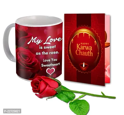 ME  YOU Lovely Gift for Girlfriend, Wife, Special One| Karwa Chauth Gifts Hamper | Karwachauth Gift Combo with Coffee Mug, Greeting Card  Artificial Rose