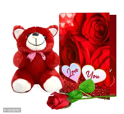 ME  YOU Anniversary Combo Gift | Romantic Gift for Girlfriend/Boyfriend/Husband/Wife | Valentines Gift Combo with Soft Red Teddy, Love Greeting Card  Rose | Love Combo Gift (Pack Of 3)