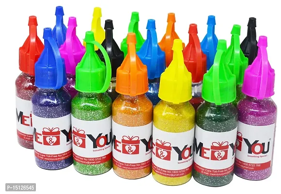ME  YOU Rangoli Colorful Glitter Colour Bottle Set | Sparkle Rangoli Colour Powder for Diwali, Navratri, Durga Puja | Multicolour Rangoli Powder (Set of 18)