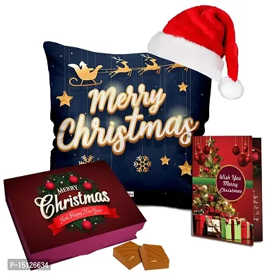 Midiron Gift Hamper for Christmas |Christmas  New Year Gift Combo|Christmas Chocolates Gift | Festive Hamper for New Year |Chocolate Box,Santa Cap,Greeting Card with Printed Cushion