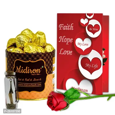 Midiron Valentines Gift Hamper for Wife/Girlfriend | Chocolate Day, Hug Day Gift | Romantic Gift | Valentine's Week Day Gift-Chocolate Bars, Love Greeting Card, Artificial Rose  Chocolates