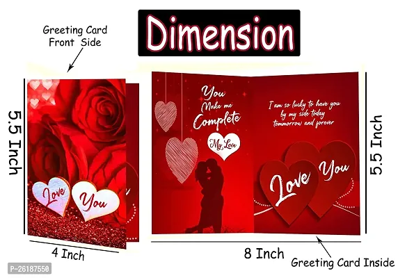 Midiron Love Gift Combo | Chocolate Gifts for Love, Special One | Valentines Romantic Combo | Chocolate Gifts | Rose Day, Promise Day Gift with Chocolate Bars, Artificial Red Rose, Love Greeting Card-thumb3