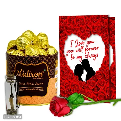 Midiron Valentines Gift Hamper for Girlfriend/Boyfriend | Rose Day, Chocolate Day, Hug Day Gift | Romantic Gift | Valentine's Week Day Gift-Chocolate Bars, Love Greeting Card  Artificial Red Rose