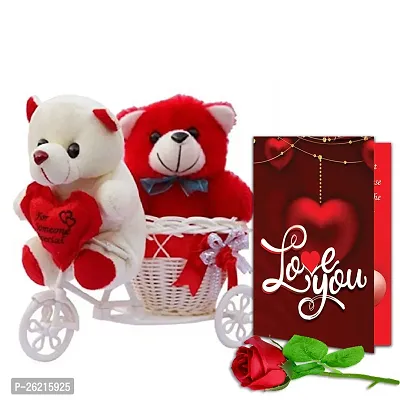 Avirons Valentines Day Unique Gift for Girlfriend/Boyfriend | Romantic Gift for Valentine's Week | Teddy Day, Chocolate Day, Purpose Day Gift - Soft Toy, Greeting Card  Artificial Red Rose