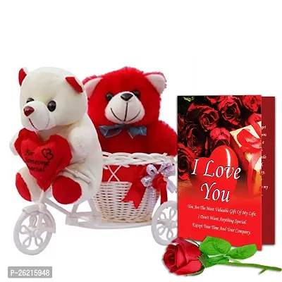 Avirons Valentine's Gift Hamper for Girlfriend/Wife | Rose Day, Chocolate Day, Hug Day Gift | Romantic Gift | Valentine's Week Day Gift- Soft Toy, Love Greeting Card  Artificial Red Rose