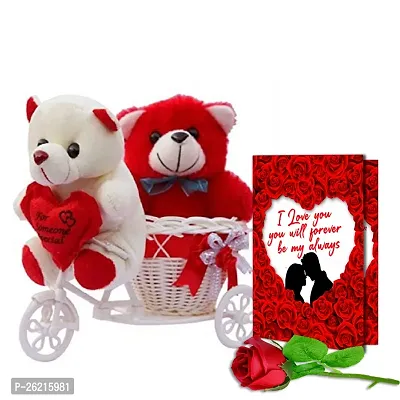 Avirons Valentines Gift Hamper for Girlfriend/Wife | Rose Day, Hug Day Gift | Romantic Gift | Valentine's Week Day Gift-Soft Teddy, Love Greeting Card  Artificial Red Rose