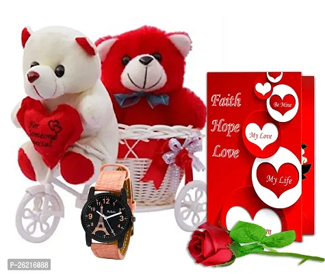 Avirons Valentines Gift Hamper for Girlfriend/Wife | Rose Day, Chocolate Day, Hug Day Gift | Romantic Gift | Valentine's Week Day Gift- Soft Teddy, Love Greeting Card  Artificial Red Rose