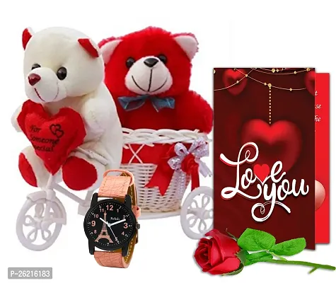 Avirons Valentines Day Unique Gift for Girlfriend/Boyfriend | Romantic Gift for Valentine's Week | Teddy Day, Chocolate Day, Purpose Day Gift - Soft Toy, Greeting Card  Artificial Red Rose