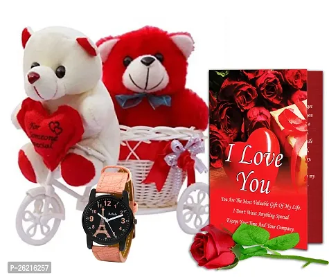 Avirons Valentine's Gift Hamper for Girlfriend/Wife | Rose Day, Chocolate Day, Hug Day Gift | Romantic Gift | Valentine's Week Day Gift- Soft Toy, Love Greeting Card  Artificial Red Rose