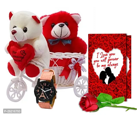 Avirons Valentines Gift Hamper for Girlfriend/Wife | Rose Day, Hug Day Gift | Romantic Gift | Valentine's Week Day Gift-Soft Teddy, Love Greeting Card  Artificial Red Rose