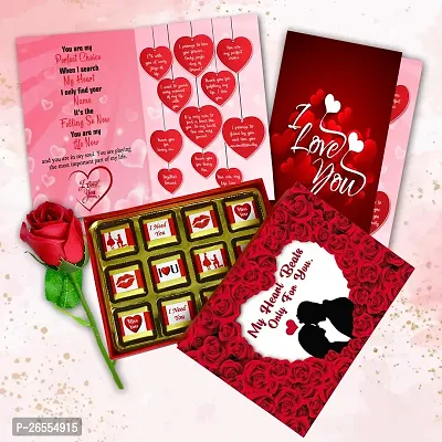 Midiron Valentine's Gift Hamper for Girlfriend/Boyfriend | Rose Day, Chocolate Day, Hug Day Gift | Romantic Gift | Valentine's Week Day Gift-Chocolates, Love Greeting Card  Red Rose (PACK OF 3 )