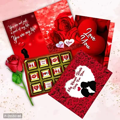 Midiron Love Combo Gift | Chocolate Gifts for Love | Valentines Romantic Combo | Chocolate Gifts | Rose Day, Promise Day Gift with Chocolate Bars, Artificial Red Rose  Love Greeting Card