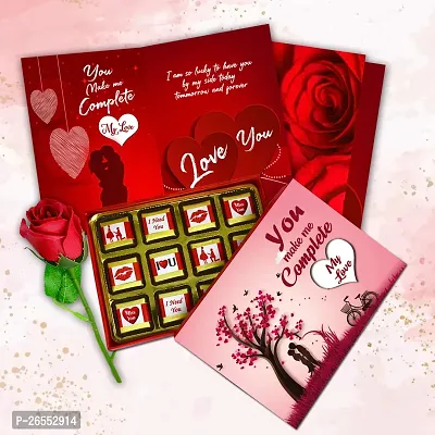 Midiron Valentine's Gift Hamper for Girlfriend/Boyfriend | Rose Day, Chocolate Day, Hug Day Gift | Romantic Gift | Valentine's Week Day Gift-Chocolate Bars, Love Greeting Card  Artificial Red Rose