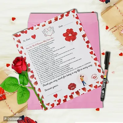 ME  YOU Love Agreement Certificate with Permanent Pen and Artificial Red Rose for Boyfriend, Girlfriend, Special Friend, Wedding, Anniversary, Birthday, Valentinersquo;s Day Gift With