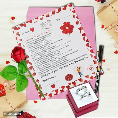 ME  YOU Romantic Gift | Love Agreement Certificate with Permanent Pen, Artificial Rose and Couple Ring for Boyfriend, Girlfriend, Special Friend, Wedding, Anniversary, Birthday