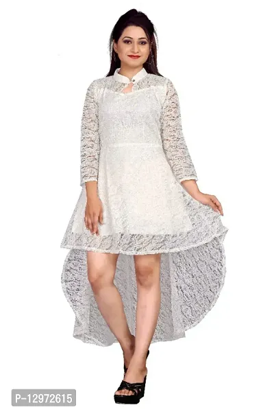 HEMANG FASHION Women Russel Net with Inner White Dress-thumb0