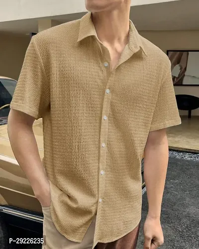 Mens Stylish CASUAL SHIRT Yellow Short Sleeves Regular Fit