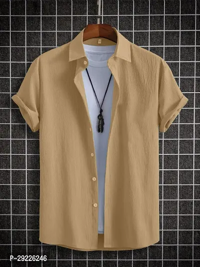 Mens Stylish CASUAL SHIRT Yellow Short Sleeves Regular Fit