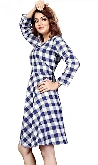 Stylish Crepe Check Pattern Dress-thumb2