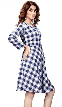 Stylish Crepe Check Pattern Dress-thumb3