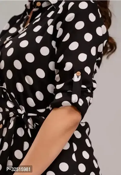 Stylish Polka Dot Crepe Dress for Women-thumb4