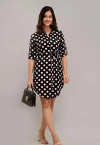 Stylish Polka Dot Crepe Dress for Women-thumb2