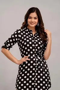 Stylish Polka Dot Crepe Dress for Women-thumb1