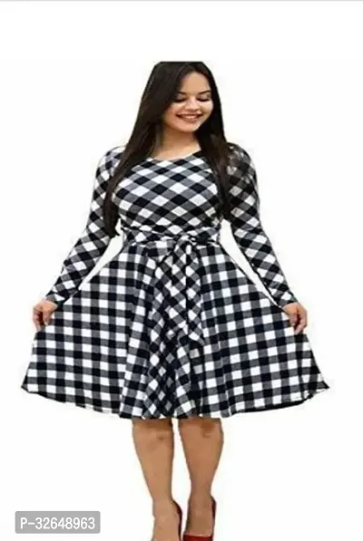 Stylish Check Pattern Black Dress-thumb0