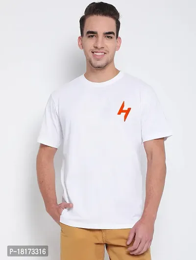 Stylish Cotton Blend White Printed Round Neck Tees For Men