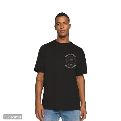 Reliable Black Cotton Blend Printed T-Shirt For Men