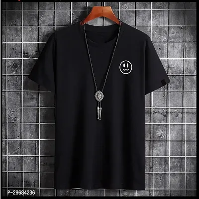 Reliable Black Cotton Blend Printed T-Shirt For Men-thumb0