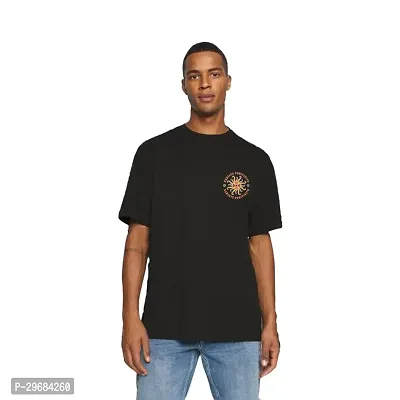 Reliable Black Cotton Blend Printed T-Shirt For Men