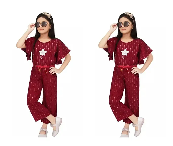 Stylish Blend Basic Jumpsuit For Girls Pack Of 2