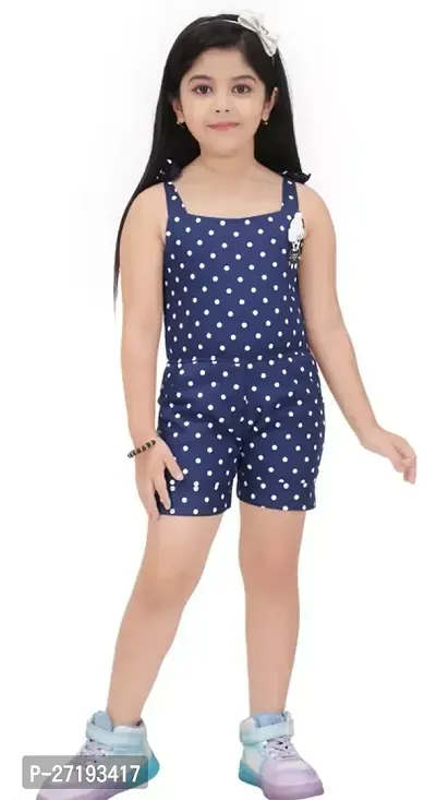 Stylish Blue Cotton Blend Basic Jumpsuit For Girls-thumb0