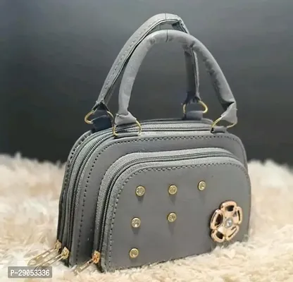 Stylish Grey PU  Handbags For Women-thumb4