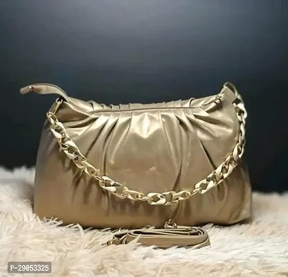 Stylish Beige Leatherette  Handbags For Women
