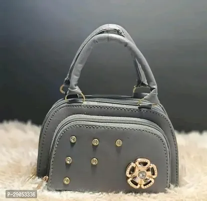 Stylish Grey PU  Handbags For Women-thumb0