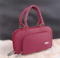 Stylish Pink PU  Handbags For Women-thumb1