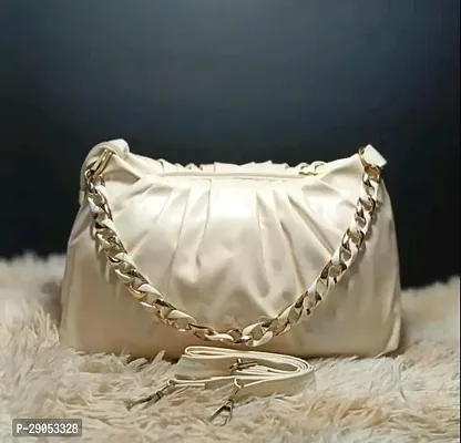 Stylish Off White Leatherette  Handbags For Women
