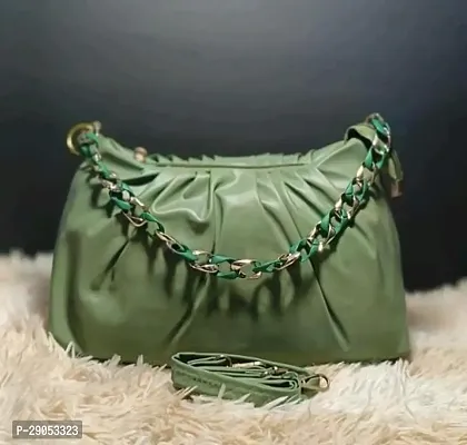 Stylish Green Leatherette  Handbags For Women