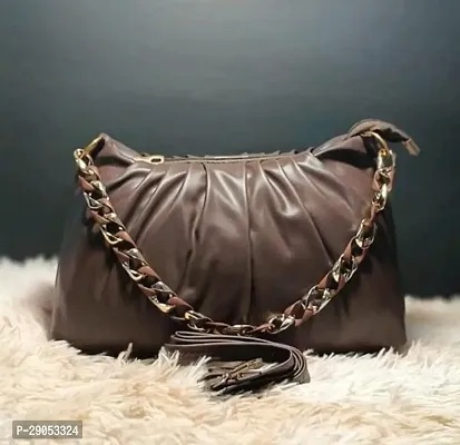 Stylish Brown Leatherette  Handbags For Women