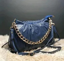 Stylish Blue Leatherette  Handbags For Women-thumb3