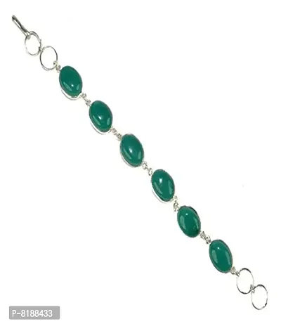 Eshopitude Fashion Jewellry Green Onyx Gemstone Silver Plated Rakhi Band Link Bracelet Gift-thumb3